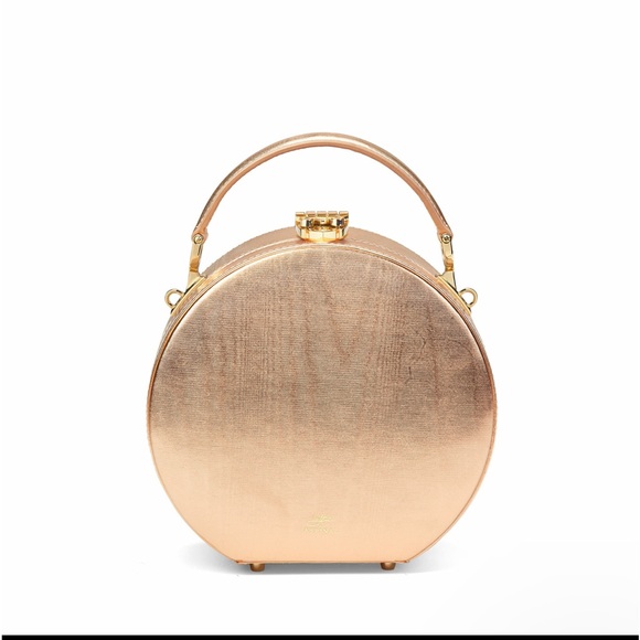 Giles x Aspinal Mini Hat Box Rose Gold Moire Print discontinued - Picture 9 of 17